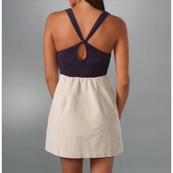 Vintage Y2K Free People Empire Waist Beaded Velvet Peacock A-Line Mini Dress - Picture 8 of 14